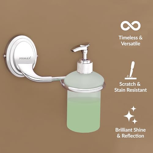 Image of Primax Stainless Steel 304 Grade Cubic Liquid Soap Dispenser /Shampoo Dispenser /Hand Wash Dispenser /Bathroom Accessories (Chrome)