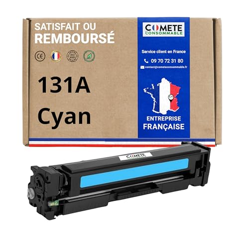 COMETE, marca francesa – 131A – 1 cartucho de tóner compatible con HP 131 A CF210A (o CF210X 131X) – para HP Laserjet Pro 200 Color MFP M276nw M251nw M276n M251n CP1215 CP1515N (1 Cian)