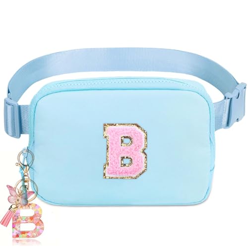 Image of Belt Bag for Girls Gifts - Birthday Gifts for Women, Personalized Gifts for Mom Freind Sister Teacher, Graduation GiftsInitial Crossbody Bag Belt Bag for Women Lavender Blue B