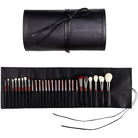 Makeup Brush Rolling Case Pouch Holder-Travel Makeup Brush Case-Makeup Brush Organizer Can Hold 28 Brushes Makeup Handbag for Travel &Home Gift Cosmetics Brushes PU Leather Case (Brushes Not Included) Cover