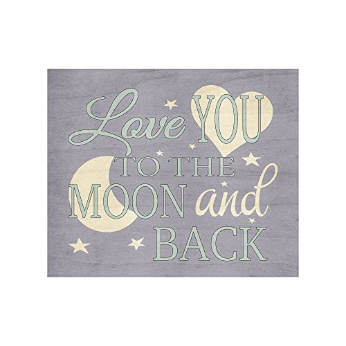Image of JennyGems Nursery Wall Decor, Love You To the Moon and Back, Children Bedroom Nursery Sign, Moon and Stars Baby Room Decor, Baby Wall Art
