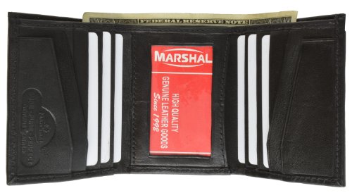 MARSHAL Classic Design Trifold Wallet with Side Load Card Slots Cash holder