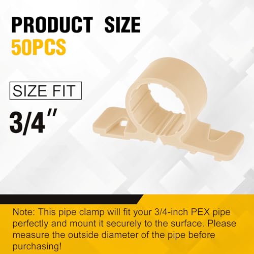 Image of Briwooody 50 Pack 3 /4 Inch Skin Color Pipe Supports Suspension Clamp Pipe Clamps Pex Clamps for Pex, Copper, CPVC