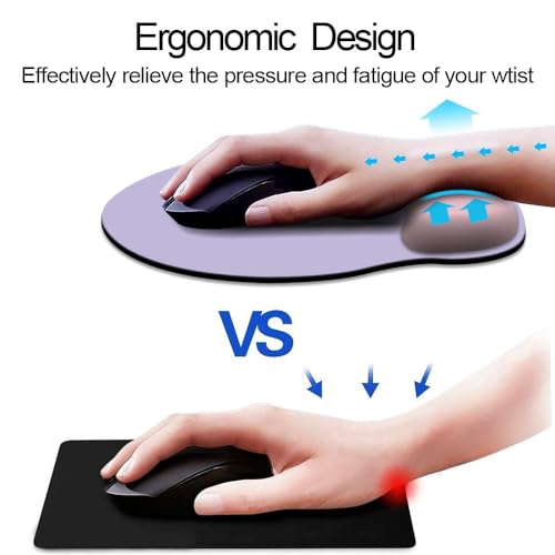 DOOKE ErgoComfort Wrist Rest Mouse Pad-Ergonomic Office Mousepad with Wrist Support-Non-Slip, Design Desk Accessories Mat for Home&Game Decor Pink Purple