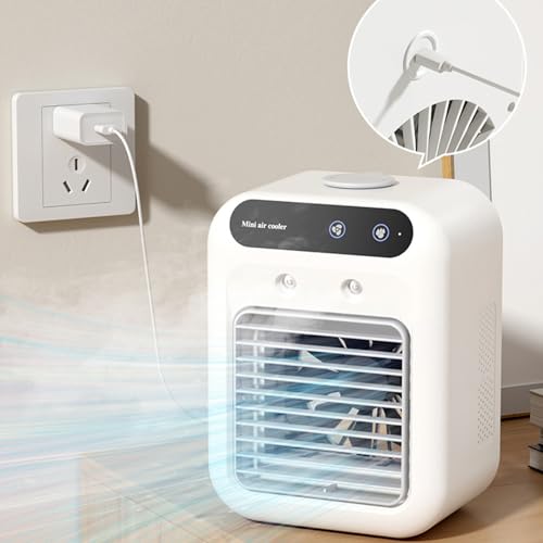 Kühlventilator, persönlicher Ventilator, Schreibtischzubehör mit Eisschale für Schlafzimmer, Wohnzimmer, Wohnung, Keller und Camping-2
