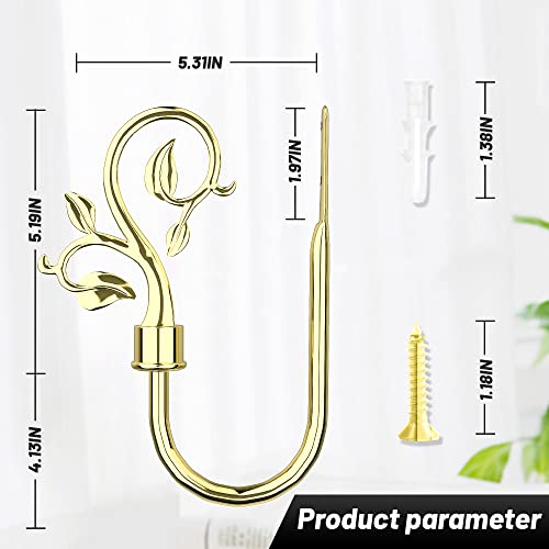 Sitanes Curtain Holdbacks Set Of 2, Window Treatment Holdbacks Wall Mounted Drapery Hooks,Curtain Hooks For Wall（Titanium Gold） #TOP1