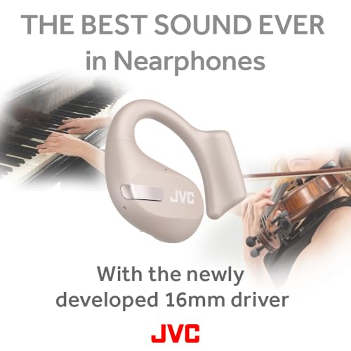 Image of JVC New Nearphones Open Ear True Wireless Headphones with 16mm Large Drivers for Powerful Sound, Single Ear use, Compact Size, and Long Battery Life (up to 38 Hours) - HANP50TC (Beige)