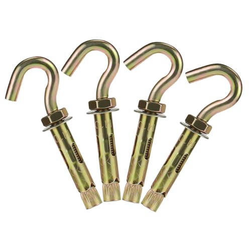 Concrete Wall Hooks, 25/64" x 3-1/2 Open Hook Anchors, Zinc Plated