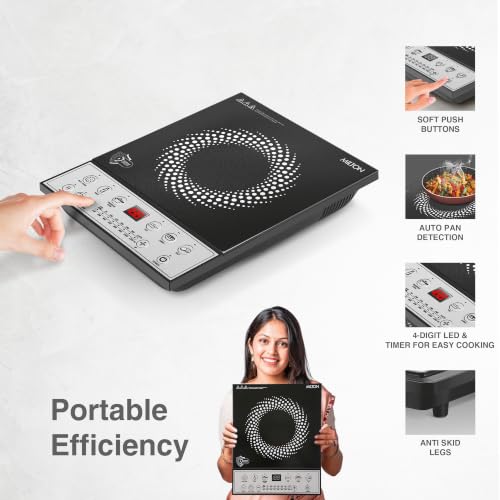 MILTON ELIO Plus 1300W Ceramic Induction Cooktop Black - Image 4