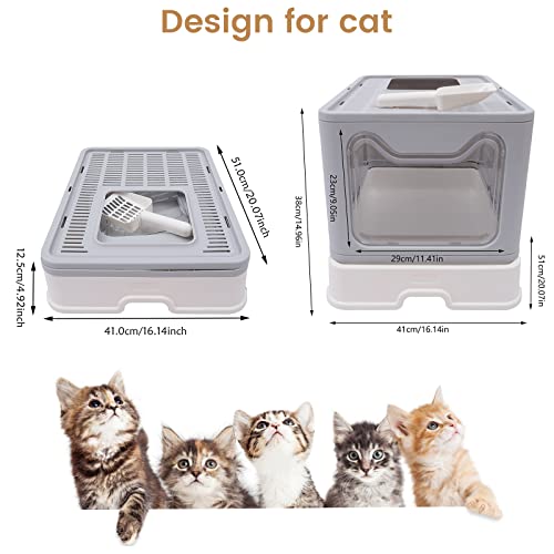 Arenero Para Gato Plegable Grande Con Entrada Superior Gris miniatura 2