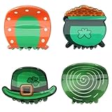 4PCS St. Patrick’s Day Hair Clips Festival Hair Clips Green Irish Lucky Shamrock Leprechaun Hat Char