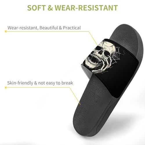 Skull and Spider Web Non Slip Slides Sandals for Women Men Quick Drying Shower Shoes for Bathroom Pool Beach3