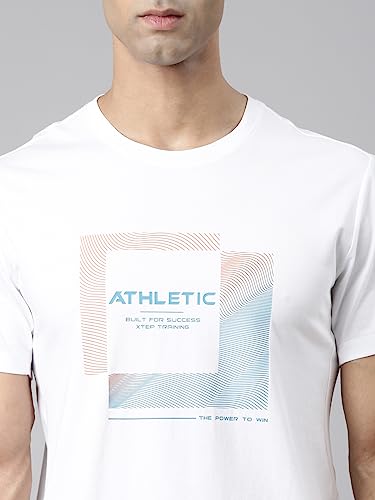 Image of XTEP Training Series, Polyester & Elastane for Better Stretch, Comfort Series, Sports Elastic Performance, Crew Neck Design, Comfort & Elastic Training T-Shirt for Men (White)
