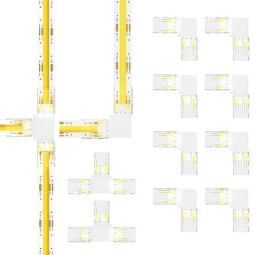 PAUTIX Conectores de CCT COB LED tira luz para 3 pines 10mm de ancho CCT Cob ajustable tira LED Cob, 8 piezas en forma de L y 2 piezas en forma de T