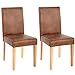Mendler Lot de 2 chaises de séjour Littau, Simili-Cuir, Aspect Daim Marron, Pieds clairs