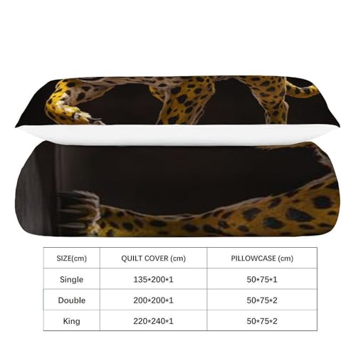 Housse couette imprimé 3D guépard microfibre haute densité 135x200