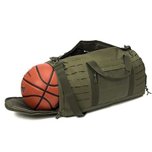 QT&QY 40L Bolsa Militar táctica para Hombres Bolsa de Deporte para Gimnasio Bolsa para Fitness Viaje Bolsa de Entrenamiento con Compartimento para Zapatos Bolsa Baloncesto y fútbol de Fin de Semana - imagen 5