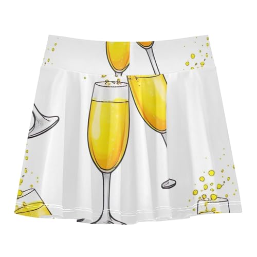 Joisal Girls' Shorts Athletic Skorts Skirts with Shorts 2 in 1 Girl Skort Champagne Yellow Wine 3t2