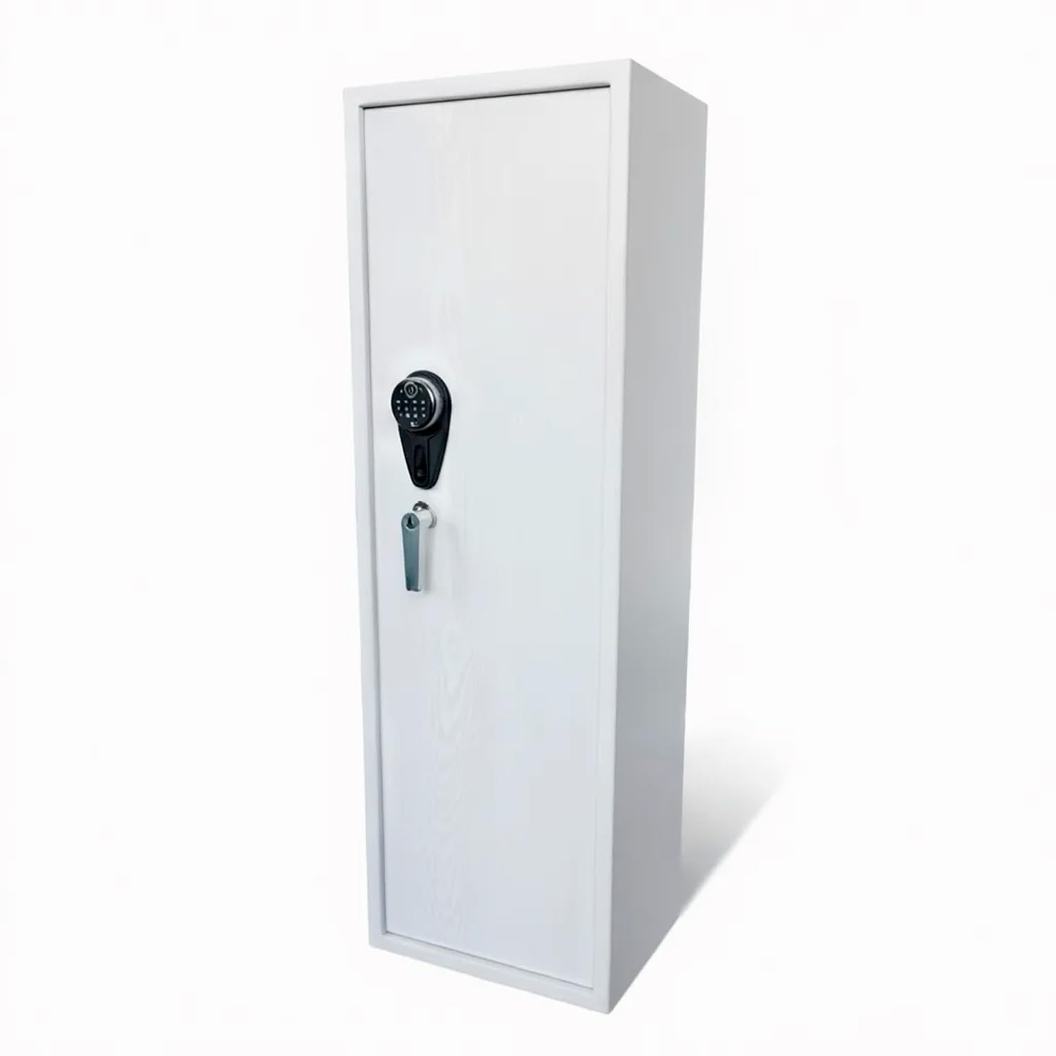 BRICOZONE Armadio Portafucili Blindato In Acciaio Per Fucili Con Serratura Di Sicurezza Chiusura Multipunto Vano Munizioni Antigraffio Custodia Armi Domestica Professionale Bianco Frassinato(2 Posti)