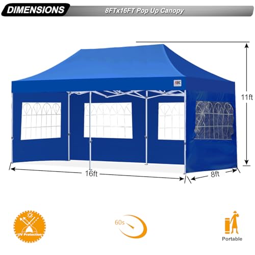 Image of ABCCANOPY Pop up Canopy Tent with Elegant Church Window 8X16,Royal Blue