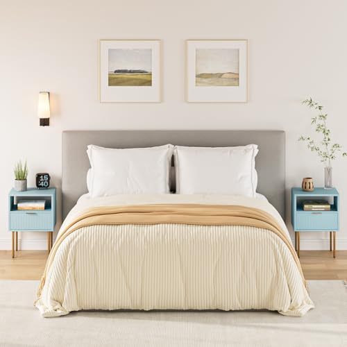HEYZOEY Nachttisch, Nachtschrank mit 1 offenen Ablagen und 1 Schublade, Modern Nachtkästchen, Boho Nachtkommode für Schlafzimmer… – Ansicht 5