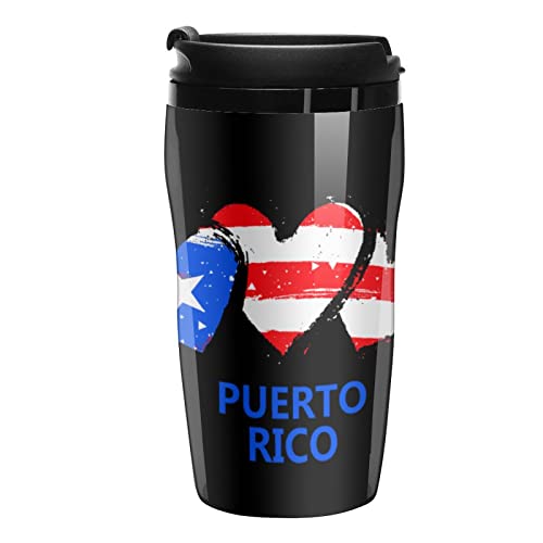 Flag Of Puerto Rico Heart Reusable Plastic Insulated Cup Double Wall Coffee Mug Fashion Travel Tumblers With Lid 250Ml #TOP7