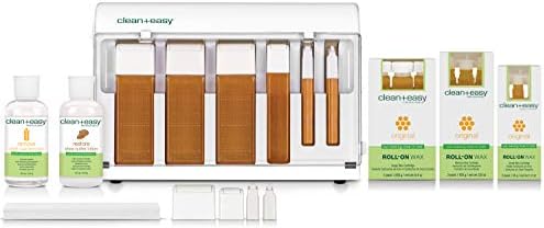 Clean + Easy Roll On Wax Kit 120V Wax Roller for Face & Body Hair Removal