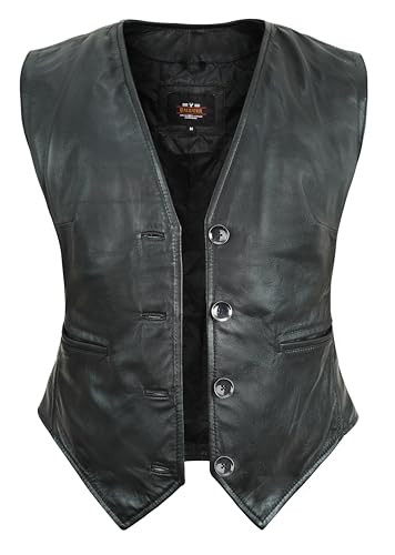 Leather Vest Women Button-Up Waistcoat Real Leather Sleeveless Biker Vest Business Classic2