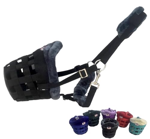 Horse Grazing Muzzle Halter, Mink Fleece Padded, Multiple Sizes, Breathable (Black, Full) by Majestic Ally - Image 4