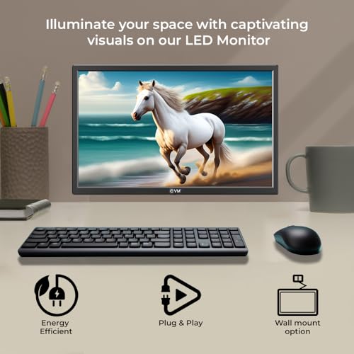 Image of EVM 19 Inch (48.26 Cm) Grand Series LED Monitor | HD+ 1440x900* | HDMI & VGA Ports | 5ms Response Time | Slim Design & Wall Mountable | Black | 1 Year Warranty (EVM-195-Grand-LED)