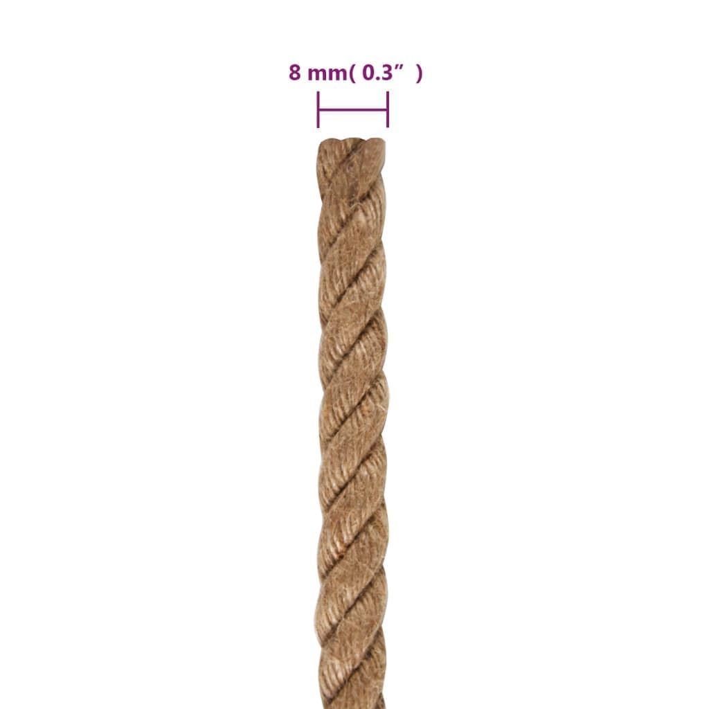 Cuerda de yute de 50 m de longitud, 8 mm de grosor, cuerda de yute natural para manualidades, arreglos florales, jardinería, embalaje, trenzado, atar y decoración