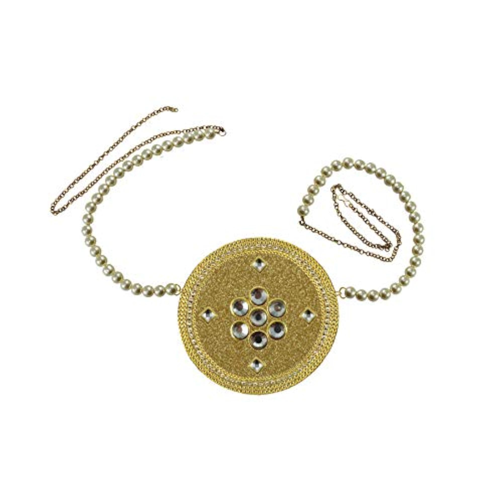 Women's Solid Brass Stone Studded Waist Belt, Multicolor