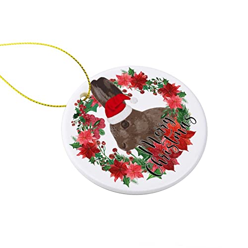 Cheyan Funny Wreath Merry Christmas Rabbit Christmas Ceramic Ornament Home Decorations Christmas Pendants Christmas Tree Hanging Ornament, Christmas Theme #TOP1