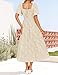 ZESICA Women‘s Summer Boho Floral Midi Dress 2026 Casual Short Sleeve Square Neck Flowy Beach Vacation Long Dress,Apricot,Large