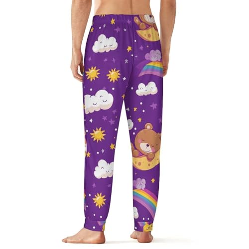 Cartoon Bear Rainbow Sun Moon Men's Pajama Bottoms Sleep Lounge Soft Comfy Pants Sleepwear3