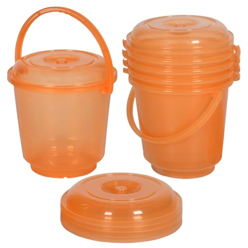 Image of Urbane Home Pack of 6 Bucket | Bathroom Bucket | Utility Bucket for Daily Use | Water Storage Bucket | Bathing Bucket with Handle & Lid | 13 LTR | SUPER-013 | Transparent Orange