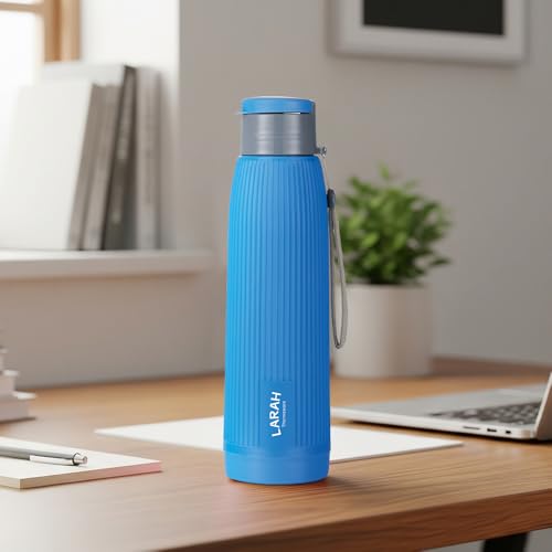 Image of Larah by Borosil 700 ml Lava Blue Stainless Steel Water Bottle | Made in India Pu Insulated Thermoware | Leakproof, BPA Free| Bottle for Office, School, College & Gym, Daily Use | 1 Year Warranty