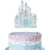 Cartoon Style Blue Castle Cake Toppers - Paper Castle Decorations for Cakes and Cupcakes