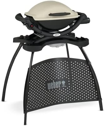 Weber Q1000 Gas Grill Barbeque with Stand | BBQ Grill & Char Griller | Cast Aluminium Lid Cover & Body | Portable Premium Classic Free-Standing Gas BBQ - Titanium (50060374)