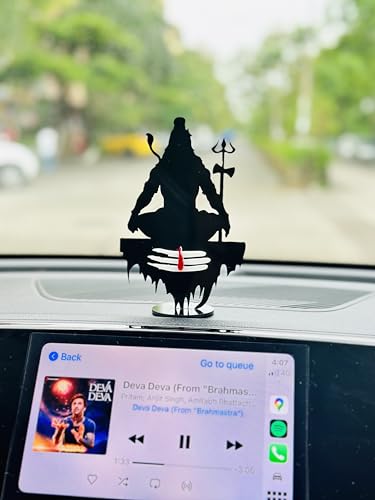 ITSYYBOO Black Acrylic Lord Shiva Idol Adiyogi Car Dashboard Mahadev Idol Statue Items for Home Decor, Temple Puja Adiyogi Statue for Car Shiv Shankar Showpiece (Black)