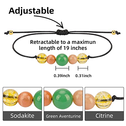 Yhluck Healing Crystal Bracelet Good Luck Protection Bracelet Citrine Green Aventurine Sunstone Natural Gemstones Bracelet Yoga Reiki Gift #TOP1