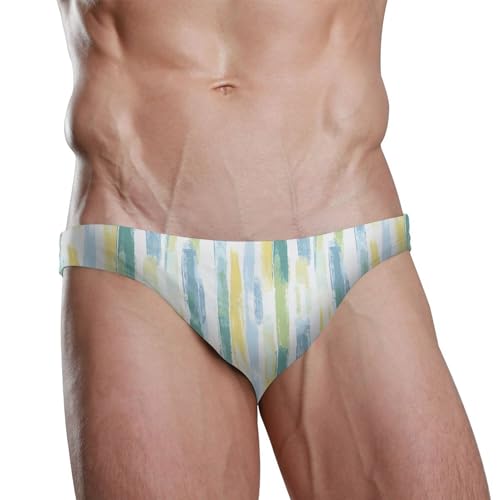 Tie-dye Yellow Green Swim Briefs for Men Swimsuit Bikini Swimwear S B04035112