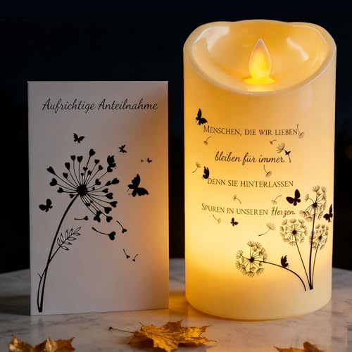 TaimeiMao LED Trauerkerzen LED Grabkerze mit Trauerkarte Outdoor Wasserdichte Flammenlose Kerze Grablicht Gedenkkerze für Verstorbene Trauergeschenk
