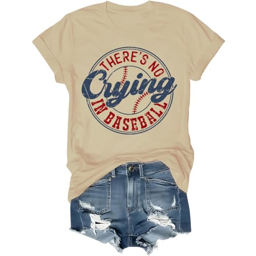 Theres No Crying in Baseball Shirt Baseball Mom T-Shirt Funny Game Day Tee Top for Men Women