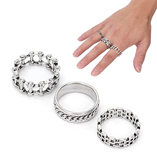 BOTEGRA 3er Ring Schmuck, verschleißfest 3er Herren Exquisiter Ring für Hochzeiten Cover