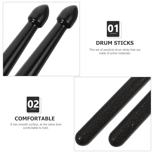 3 pares de baquetas de nylon negras para percusión miniatura 3