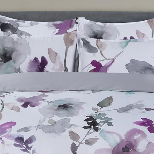 Majestic Giftware Madison Linen 6-Piece King Size Bedding Set (BL103-K-4) | Summer Breeze - Pastel-Gray 300 Thread Count Cotton Sateen | 1 Fitted Sheet, 1 Duvet, 4 Pillowcases | Soft & Luxurious