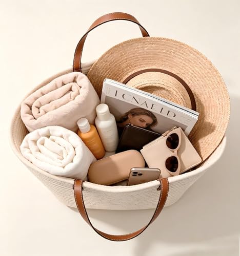 Bolso Tote Grande Estilo Francés para Mujer con Asas de Cuero miniatura 5