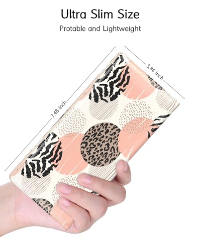 Image of Nipichsha Womens Wallet, RFID Slim Wallets for Women, Thin Ladies Credit Card Holder Purse, Cute Leather Bifold Clutch Billfold with 11 Card Slots & ID Window, Boho Leopard Print