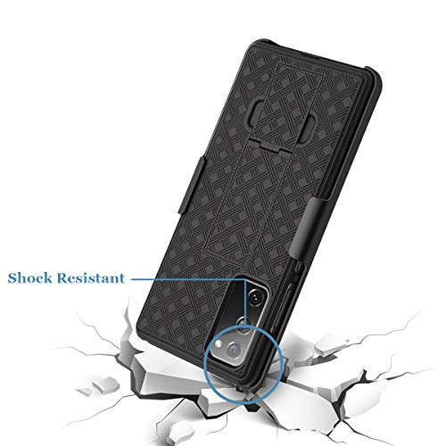 Samsung Galaxy S20 Fe 5G Fingic Belt Clip Holster Case Slim Combo Shell With Kickstand, Swivel, Rugged Protective Cover ,6.5 Inch - Black #TOP2